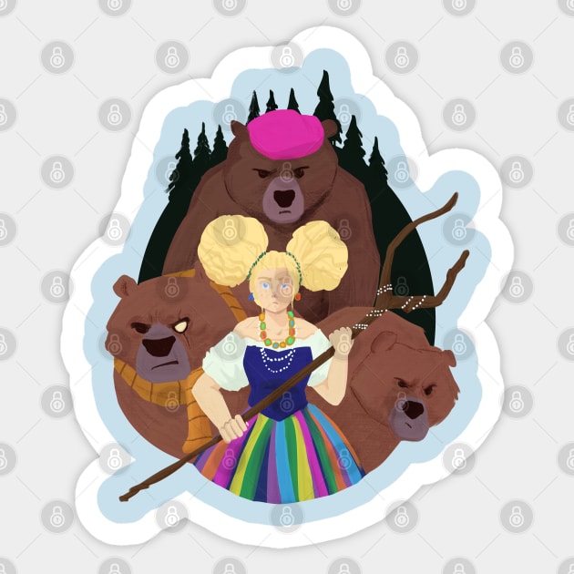 goldie and family Sticker by inkpocket